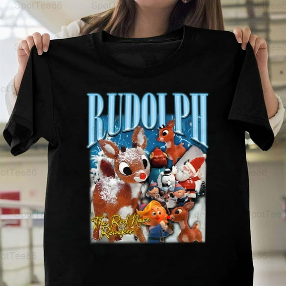 Rudolph The Red Nosed Reindeer Retro Christmas Holiday Vintage Graphic V15108 Unisex T-Shirt, Up to Size 5XL