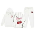 thumbnail image 2 of Girls Sweatsuit 2 Piece Set Cherry Printed Long Sleeve Warm Hoodies Joggers Casual Fall Winter Child Stylish Comfortable Outfits for Girls 4-5 Years, 2 of 7