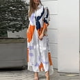 thumbnail image 1 of EGNMCR Robes de Vacances pour Femmes Robe Décontractée à Manches Longues avec Boutons et Imprimé Contrasté, 1 of 6
