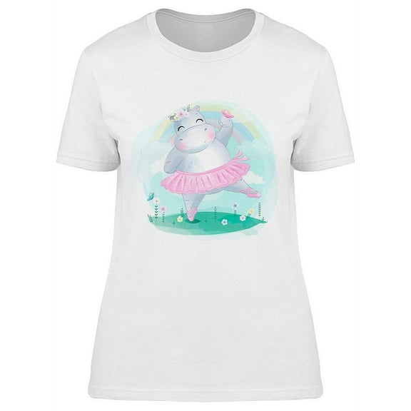 Cute Little Hippo Ballerina T-Shirt Women -Image by Shutterstock, Female Medium