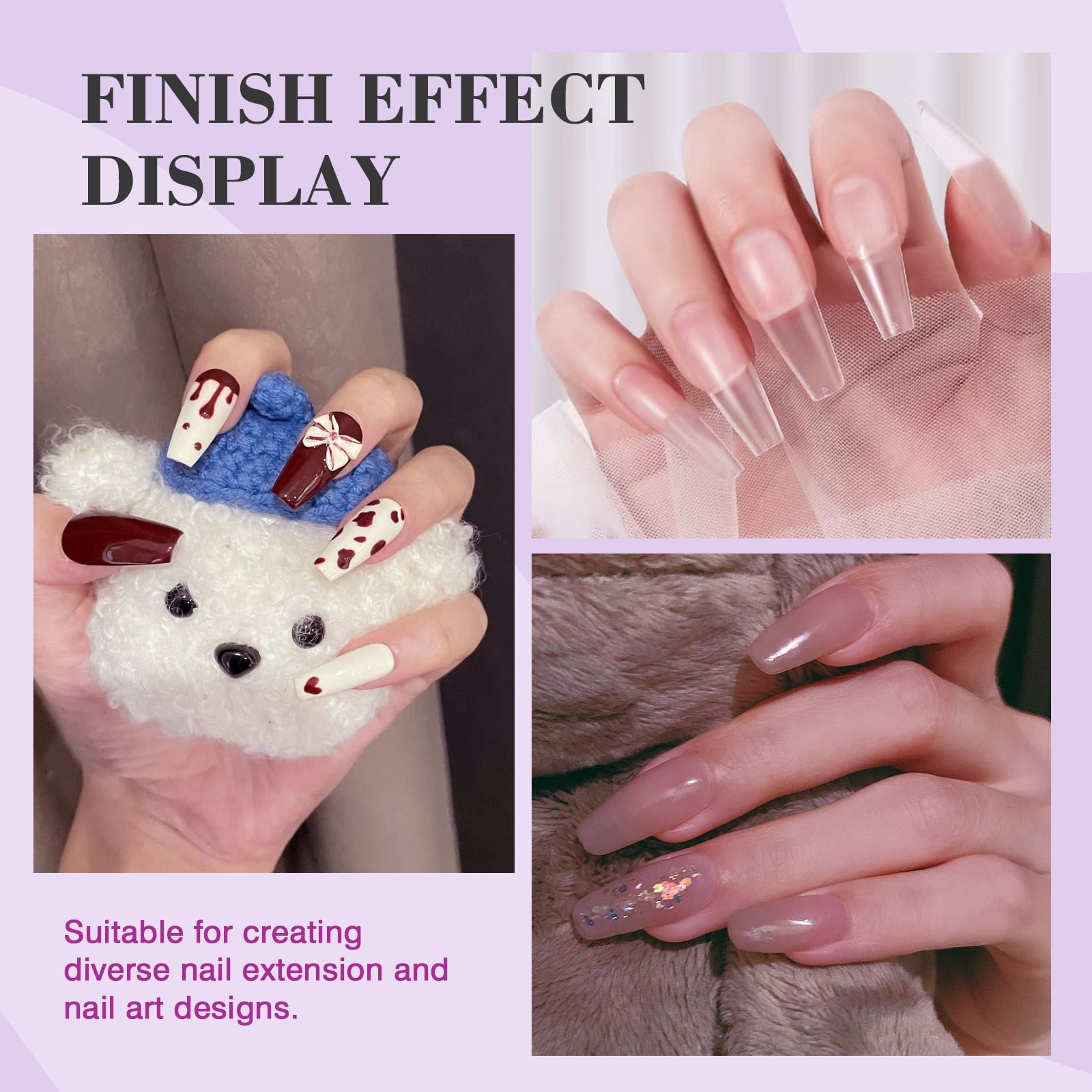Saviland Nail Tip and Glue Gel Kit - Gel Nail Kit with 500pcs Coffin Nails Tips, Nail Glue Gel, Mini Nail Lamp, Nail Clipper and Nail File for Acrylic Nail Kit
