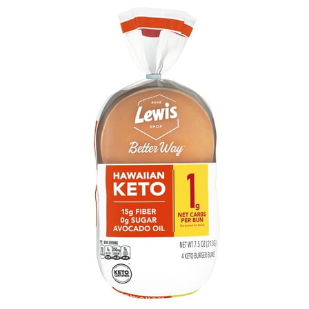 Lewis Bake Shop Better Way Keto Hawaiian Burger Buns, 7.5 oz, 4 Count