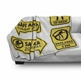 thumbnail image 3 of Zombie Soft Flannel Fleece Blanket, Safe Area Zombie Free Safe Protection Zone Caution Sign from Horror Movie Design, Cozy Plush for Indoor and Outdoor Use, 60" x 80", Yellow Black, by Ambesonne, 3 of 6