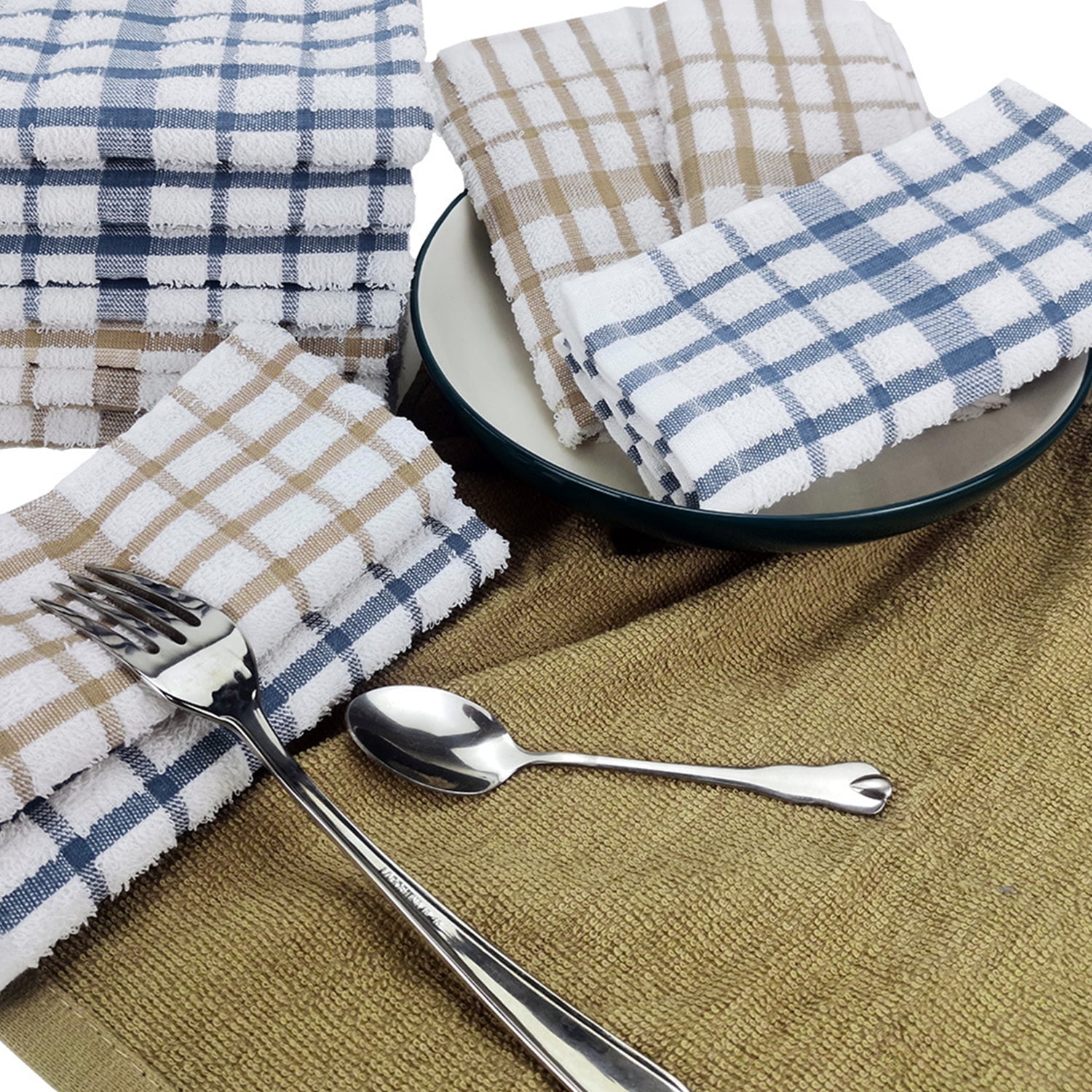 New Large Tea Towels 100% Cotton Terry Kitchen Towels Dish Towels （17X24In）
