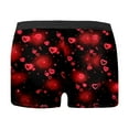 thumbnail image 4 of Yuncity Mens Valentines Day Boxer Briefs Underwear Printed Red Bubble Love Rose Shorts Mid Waist Soft Underpants Black L, 4 of 5