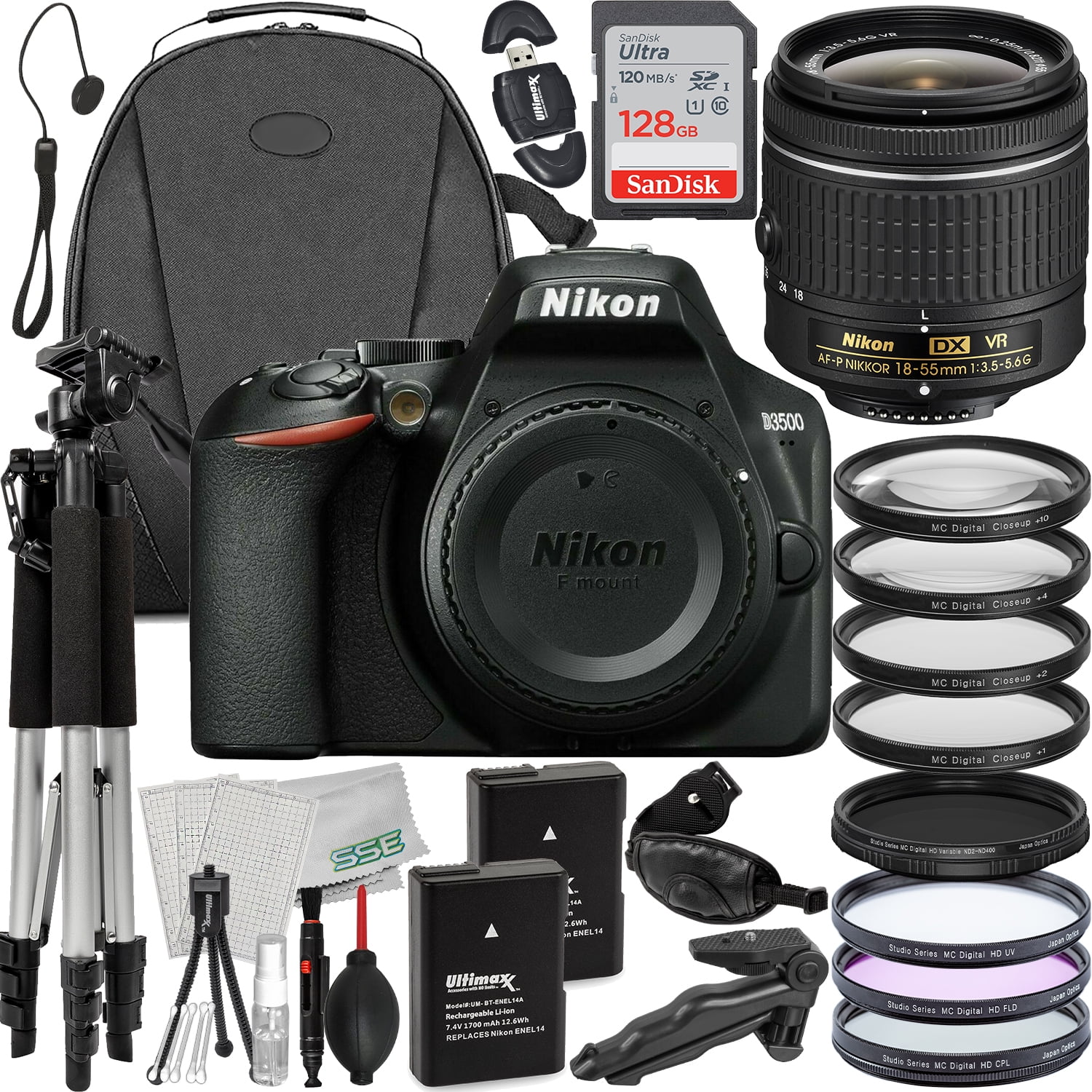  Nikon Z5 Mirrorless Camera w/NIKKOR Z 24-200mm f/4-6.3 VR Lens  + 128GB Memory + Case + Tripod + 3 Piece Filter Kit + More (30pc Bundle) :  Electronics