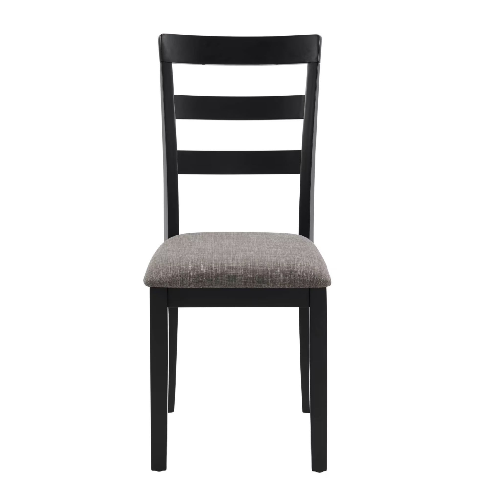 Farmhouse Dining Chairs Set of 2, Wooden Kitchen Chairs with High Ladder Back, Upholstered Fabric Seat, Solid Wood Legs, Non-Slip Foot Pads, 275 lbs Capacity for Dining Room, Kitchen, Black