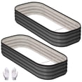 thumbnail image 1 of Raised Garden Bed Kit – 2-Pack Galvanized Rectangle Planter Boxes – 4x2x1 FT – Anti-Rust, Rounded Corners & Open Bottom – Includes Gloves & Rubber Edge – Vegetables, Flowers & Herbs, 1 of 9