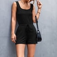 thumbnail image 5 of Womens Jumpsuits Casual Sleeveless Drawstring Solid Color V-Neck Tank Tops Shorts Romper Ladies One Piece Summer Outfits, 5 of 8
