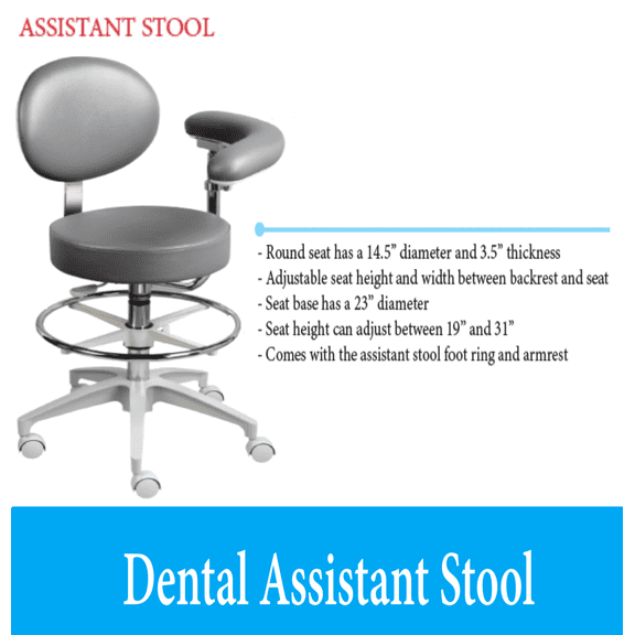 Pro Series Dental Assistant Stool Adjustable Seat Height & Tilt