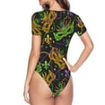 thumbnail image 4 of Balery Women'Smardi Gras Surface Crew Neck Round Neck Short Sleeves Slim Fit Casual Basic Extender Bodysuit Daily Jumpsuit T Shirts-X-Large, 4 of 9