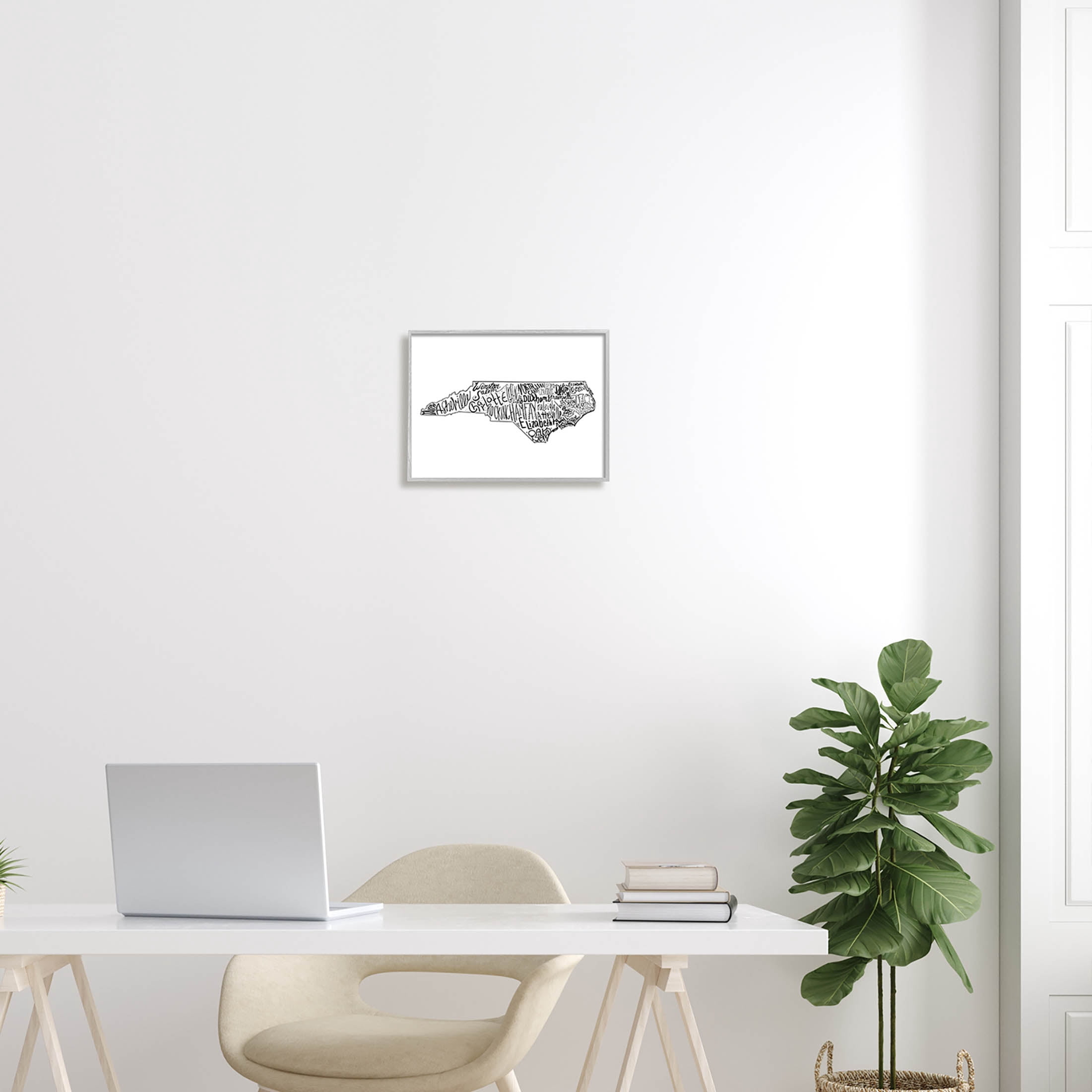 Stupell Industries North Carolina State Cities Graphic Art Gray Framed Art Print Wall Art, Design by The Saturday Evening Post