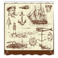 thumbnail image 3 of Ambesonne Retro Shower Curtain, Oceanic Drawing Effect, 69"Wx70"L, Brown Cream, 3 of 4