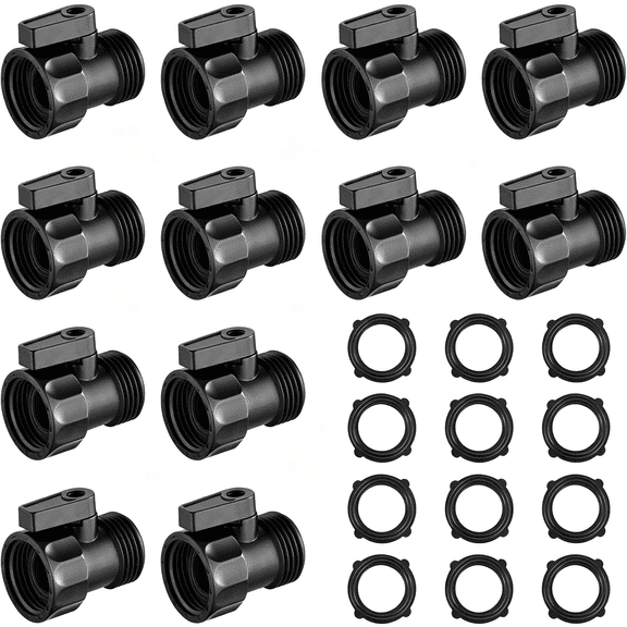 ACDANC 12 Pack 3/4 Inch Plastic Garden Hose Shut Off Valve, Ball Valve