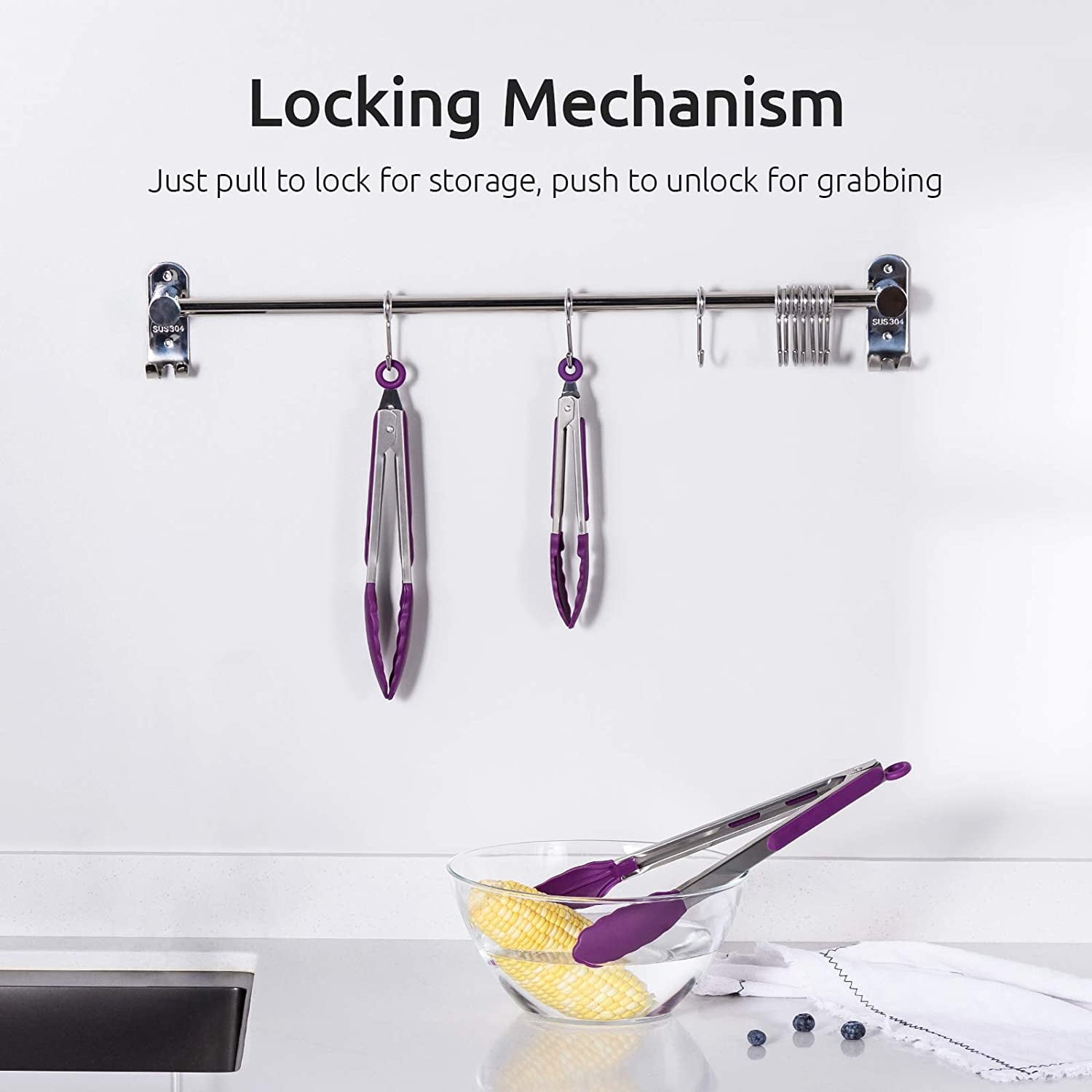 600°F Heat Resistant Kitchen Tongs:3Pcs 7/9/12in Silicone Cooking Tong with Firm Sealed Non Stick Rubber Tips & Silicon Coated 18/8 Stainless Steel Handle & Smooth Lock for Serving Grill