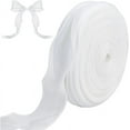 thumbnail image 1 of Cinta de gasa con alambre blanca de 50 yardas y 1-3/5 pulgadas, tul transparente, rollo sólido, cinta de organza tejida con alambre, 1 of 9