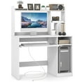 thumbnail image 1 of Gymax Bureau d'Ordinateur avec Station de Recharge Intégrée, Bureau d'Écriture en Bois avec Huche de Rangement, 1 of 10