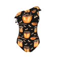 thumbnail image 4 of Yiaed Bee and Honey Print Women One Piece Swimsuits Tummy Control One Shoulder Bathing Suits Pattern Ruffle Swimwear-Small, 4 of 8