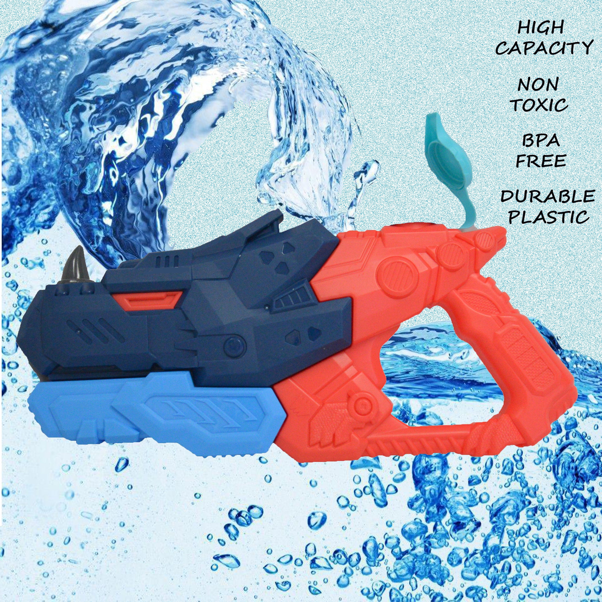 Super Wet Fun Play, 2 PCS Rhino Water Sports Fast Shooter Water Blaster Toy Gun for Pool, Beach, Sand Fun Play