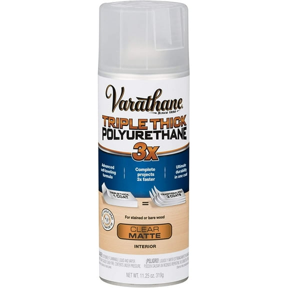Varathane 318289 Spray Triple Thick Polyurethane, 11.25 oz, Matte
