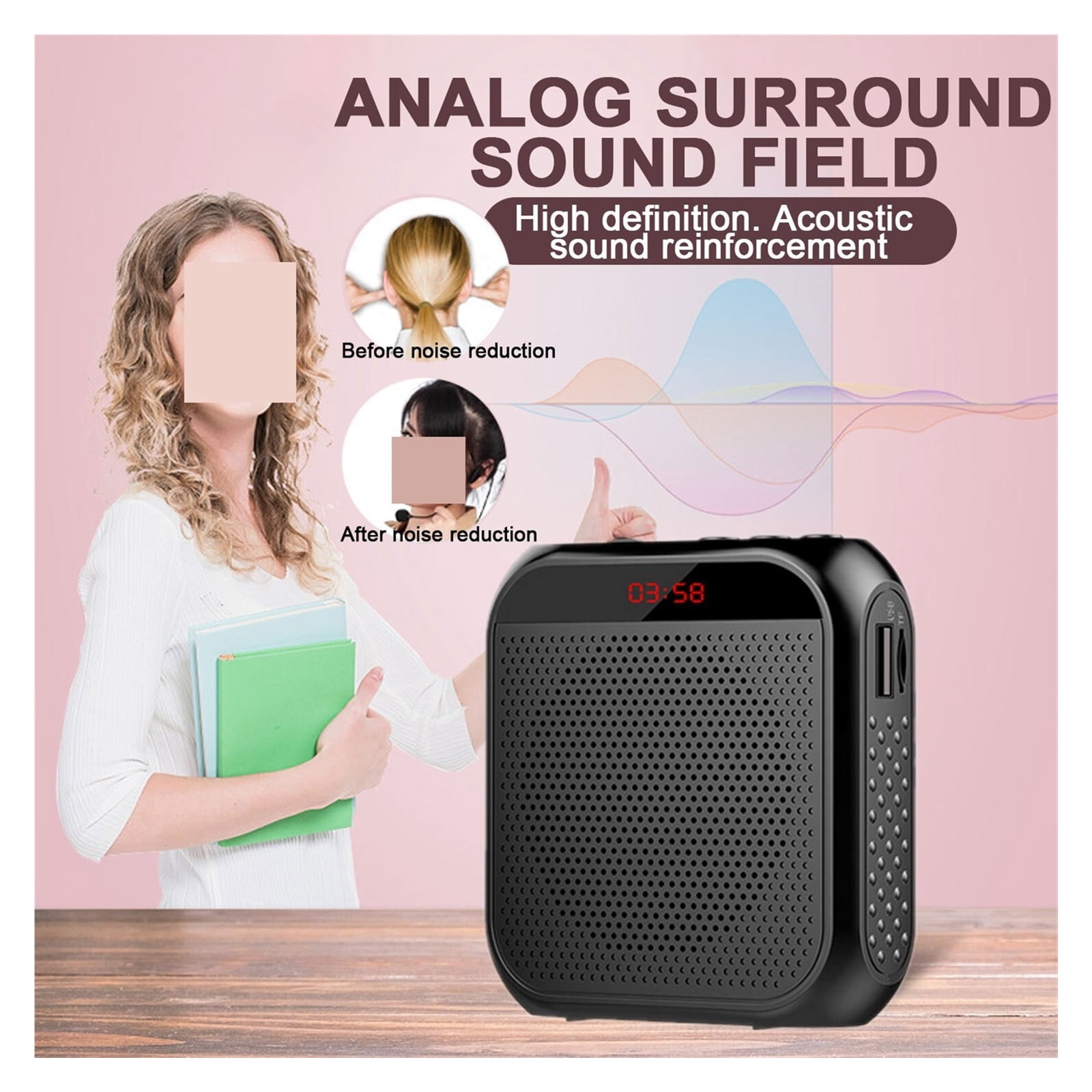 Voice Amplifier 5W 2400mAh Multifunctional Personal Voice Speakers With Microphone Display For Teachers Speech ,Wide Coverage Area