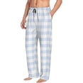thumbnail image 2 of Easygdp Blue Checkboard Men's Pajama Pant, Sleep Elastic Waistband Lounge Pants - Large, 2 of 9