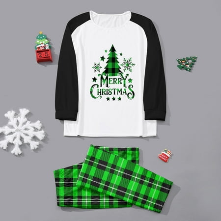 

Uorcsa Soft Christmas Comfy Dad Tops+Pants Casual Pajamas Funny Print Parent-child clothing Green