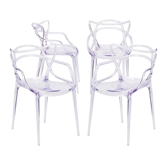 Aron Living Monte 18" Mid-Century Plastic Dining Chairs in Clear (Set of 4)
