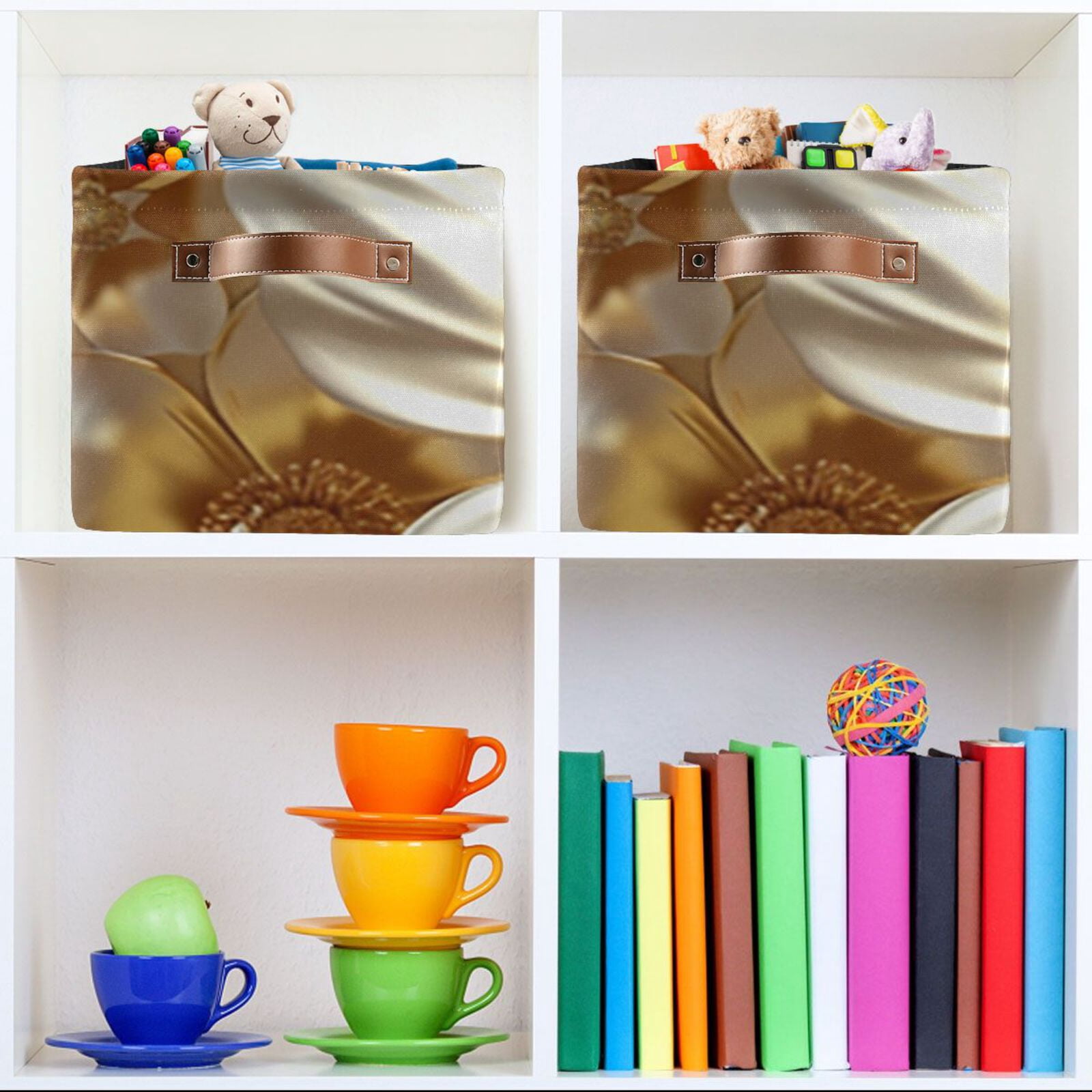 3d Gold Flowers Storage Bins Baskets With Handles Storage Box Clothes Organizer Organization Toys