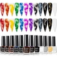 thumbnail image 1 of Esmalte de uñas MIZHSE Marble, 12 unidades, Blooming Gel, dorado, azul y morado, 1 of 7