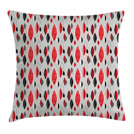 Mid Century Throw Pillow Cushion Cover Abstract Oval Leaf Forms With Diffe Designs And Color Combinations Decorative Square Accent Case