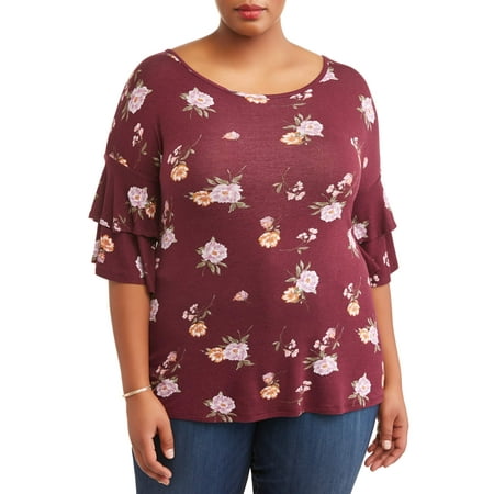 Junior Plus Size Ruffle Sleeve Tee
