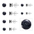 thumbnail image 1 of Conjunto de pendientes de oreja para hombres y mujeres con incrustaciones de diamantes de imitación redondos con aguja de plata 925 (negro), 1 of 5