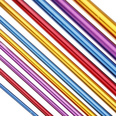 - 11pcs 10.6 Aluminum Tunisian Afghan Crochet Hook Knit Needles Set 2-8mm LW