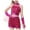 Hot Pink, variant on Xudanell Toddler Outfits for Girls Light Sequin Glitter Crewneck Top Shorts Sets Tassel Split Summer Dance Clothes