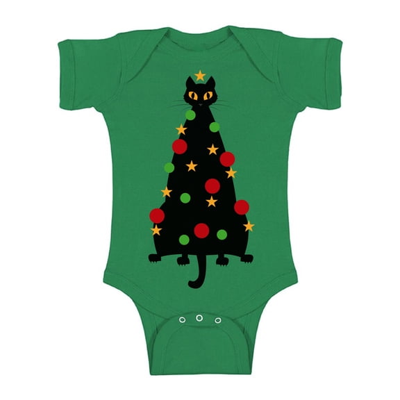 Awkward Styles Christmas Baby Outfit Bodysuit Cat Xmas Tree Romper