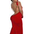 thumbnail image 4 of Robe de Cocktail Froncée avec un Design Sans Manches et Sans Dos pour Femmes, 4 of 6