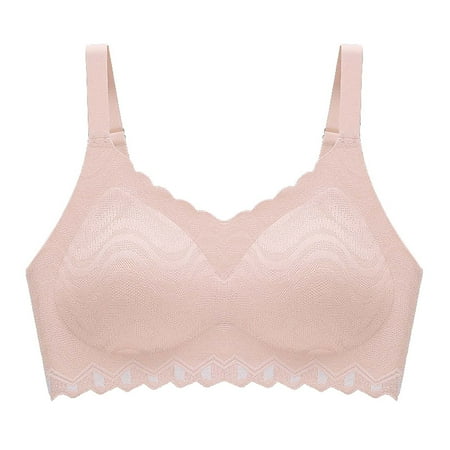 

Bras for Women Push-Up Non-Slip Lace Flower Surface Beautiful Back Seamless One-Piece Bra Without Steel Ring on Clearance