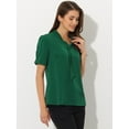 thumbnail image 4 of Blusa de gasa con cuello en V Allegra K Casual Manga Corta Verde Oscuro L, 4 of 5
