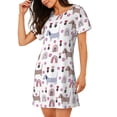 thumbnail image 2 of Fotbe Cute Dog Bata de Dormir para Mujer con Estampado, Camisón de Algodón de Manga Corta, Ropa de Dormir Casual, 2 of 6