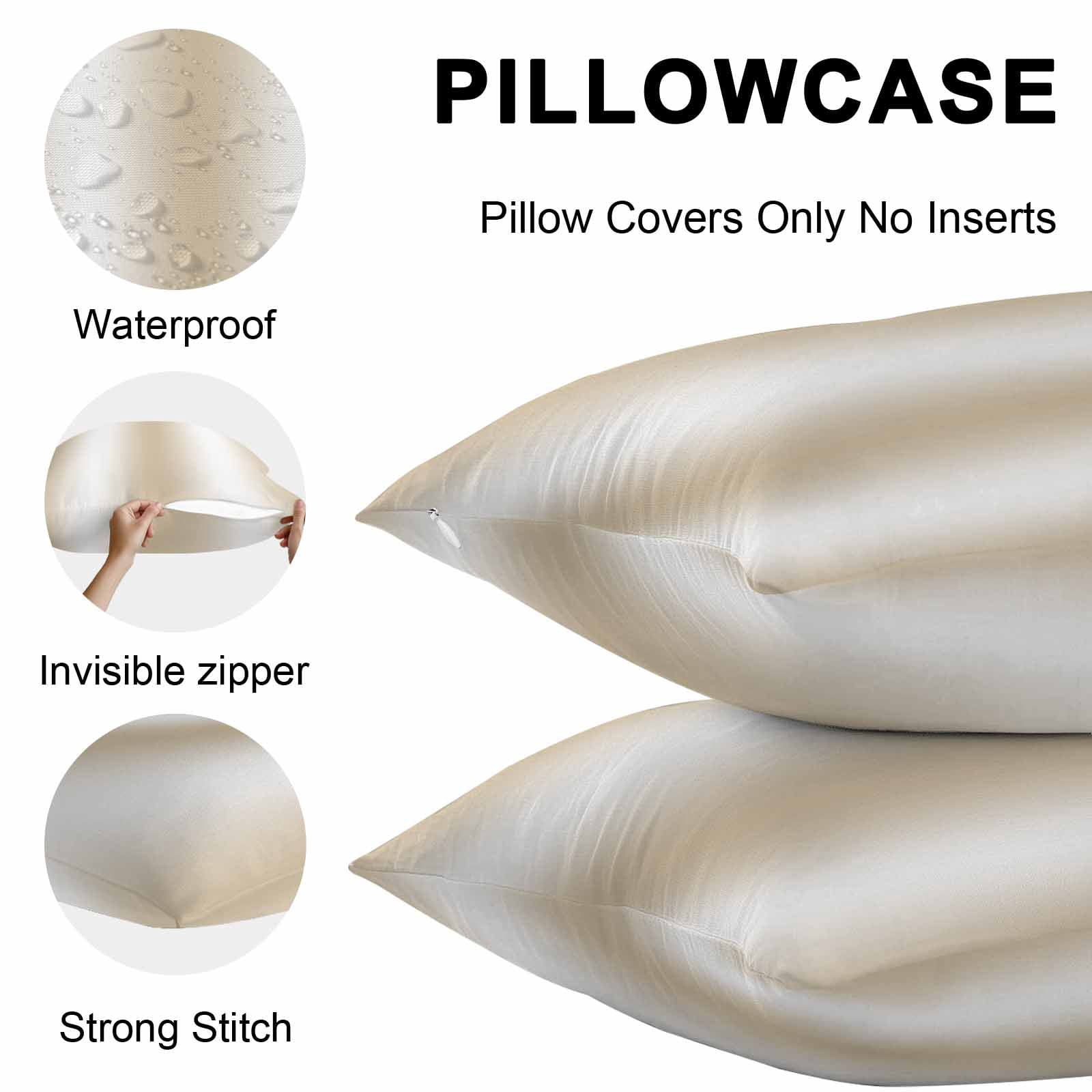 Beige White Ombre Throw Pillow Covers 20x20 Inch Set of 2, Abstract Art Modern Cream Gradient Waterproof Outdoor Pillow Covers, Decorative Cushion Pillowcases for Couch, Sofa, Bed, Garden, Patio