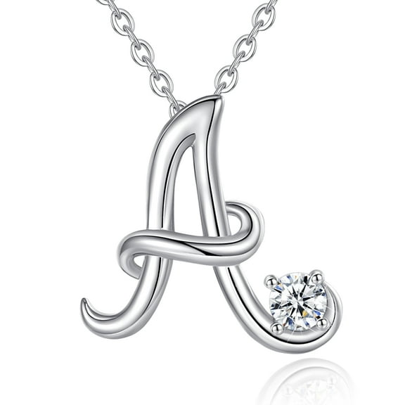 Eusense Initial Necklace Letter A Pendant for Women, 925 Sterling Silver Alphabet Jewelry Gifts