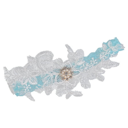 

Bridal Garter Elegant Elastic Rhinestone Artificial Pearl Lace Garter for Wedding Prom Party