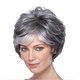 thumbnail image 1 of Pelucas Bob grises, peluca gris sal y pimienta para mujer, peluca de cabello humano corto con corte Pixie de parte lateral con peluca de pelo liso Remy sin pegamento, corte romo, negro mezcl, 1 of 4