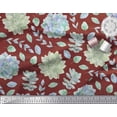 thumbnail image 3 of Soimoi Red Modal Satin Fabric Leaves & Flower Floral Print Sewing Fabric Yard 42 Inch Wide, 3 of 3