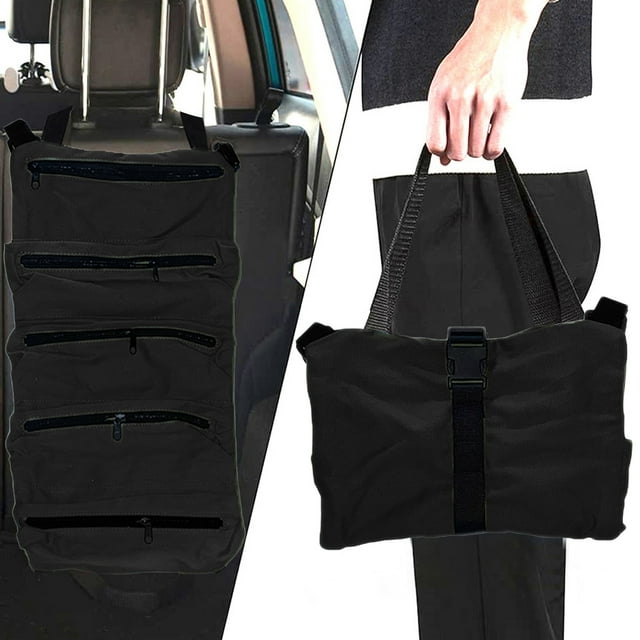 Sac à Outils Rouleau Polyvalent, Rouleau Essoreuse, Seau de Rangement pour Outils en Toile, Kit de Premiers Secours pour Voiture, Sac de Transport à Fermeture Éclair pour Outils, Équipement de Camping Noir