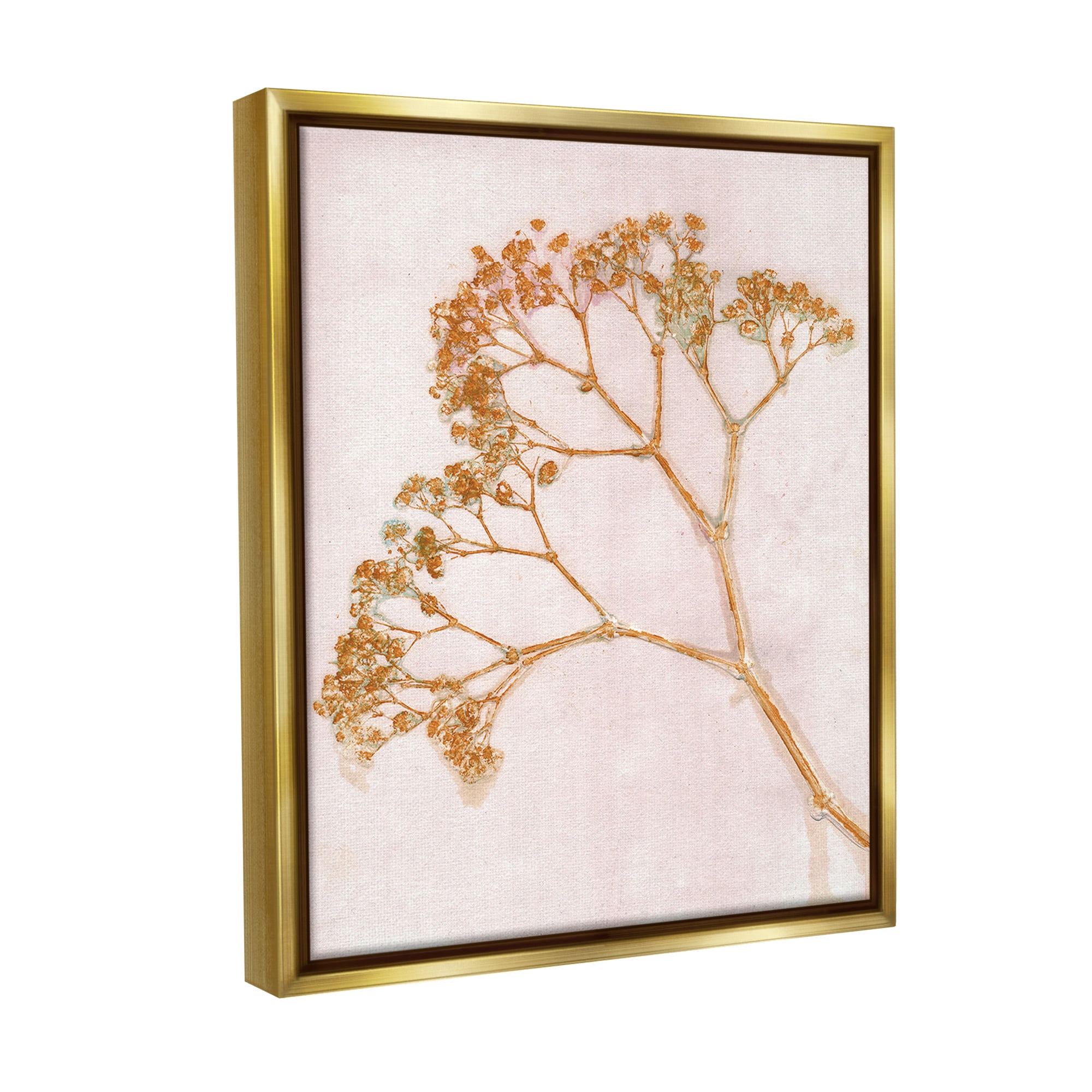 Stupell Industries Cottage Botanical Branches Botanical & Floral Painting Gold Floater Framed Canvas Art Print Wall Art, 25 x 31