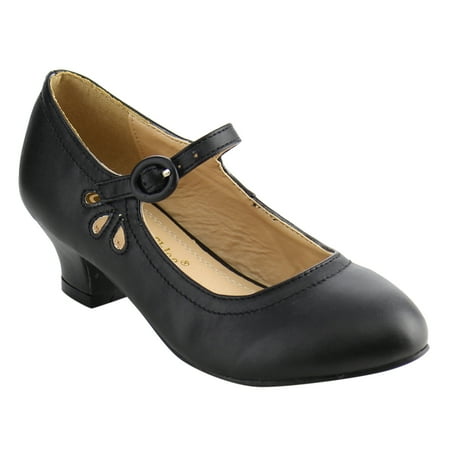 - Chase & Chloe EE91 Girl's Stitching Cut Out Mary Jane Kitten Heel Dress Pumps