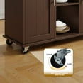 thumbnail image 6 of Walsunny Kitchen Islands Carts with Drop Leaf Table 1 Drawer 5 Wheels 2 Magnetic Doors Rolling Storage Cabinet Brown, 6 of 7