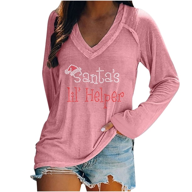 Blusa de manga larga con cuello en V informal para mujer a la moda, Tops de otoño Fridja bvmnju4079